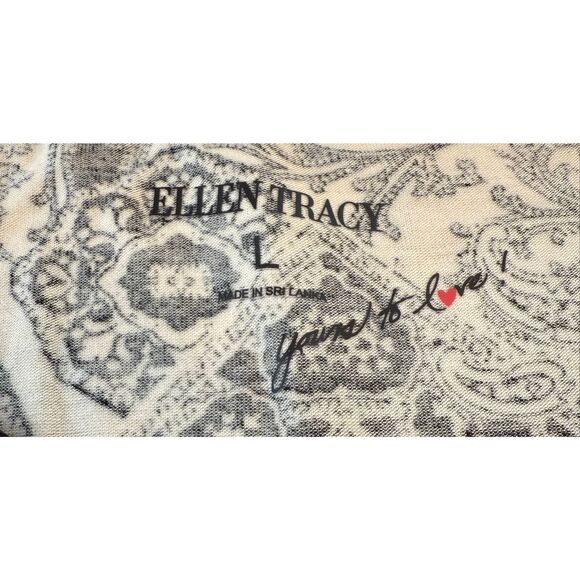 Ellen Tracy Yours to Love Capri Pajama Pant Black White Paisley Women Size Large - Picture 2 of 3